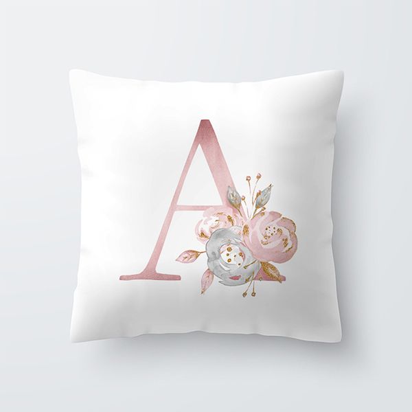

45x45cm kids room decoration letter pillow english alphabet polyester cushion cover for sofa home decoration flower pillowcase