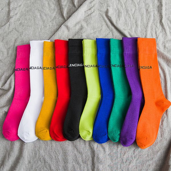

candy color designer letter socks women girls cotton stockings breathable gift for love girlfriend epacket shipping
