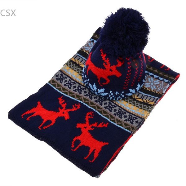 

mwoiiowm winter knitted hat new women long scarf shawl + ski hat set ladies sweet deer pattern warm thickening scarf 29, Blue;gray