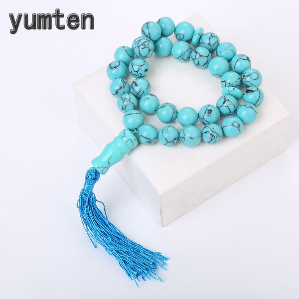 

yumten turquoise beads muslim rosary natural stone religion gemstone fine jewelry tesbih 33 semi precious tassel accessories