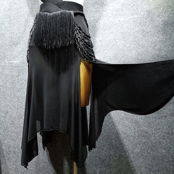 

латинский танец костюм женский взрослых новая юбка латинского танца юбка сплит костюмы для женщин сальса люкс одежда для детей, Black;red