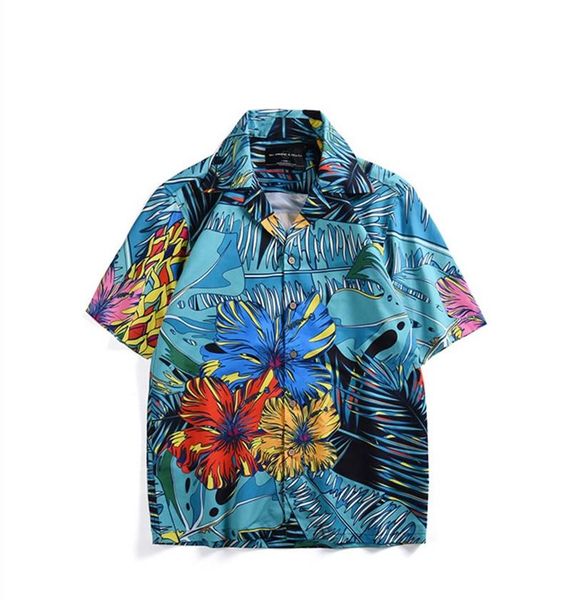 

plus size mens designer shirts fashion casual tropical plants printed short sleeve shirts holiday style beach mens tees, White;black