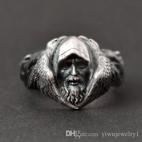 

nordic odin raven vintage 925 sterling silver ring men's viking wolf stainless steel punk ring scandinavian gothic jewelry size 6 - 13
