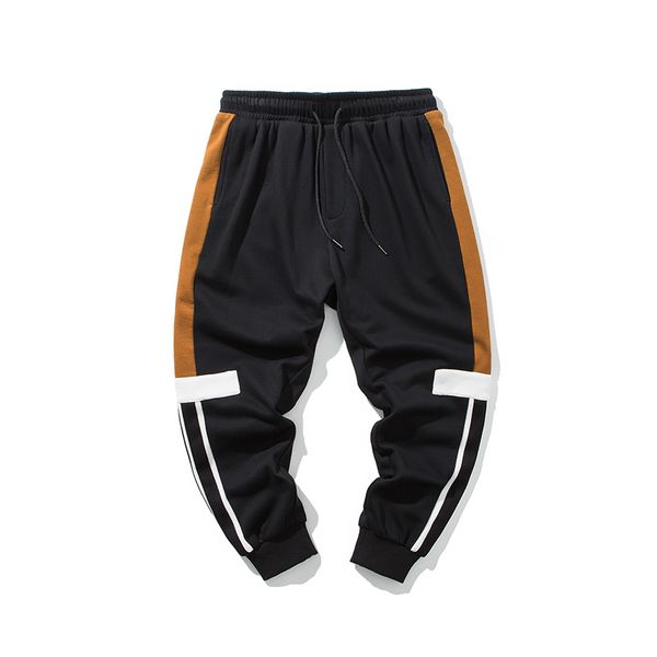

hip side stripe men jogger pants trackpant, Black