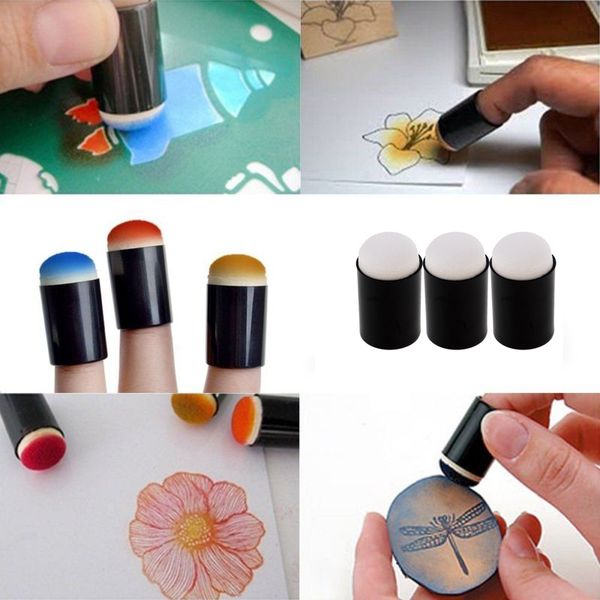 

6 pieces craft finger sponge daubers 17mm in diameter, 35mm long for card making painting drawing applying for ink,chalk,paint