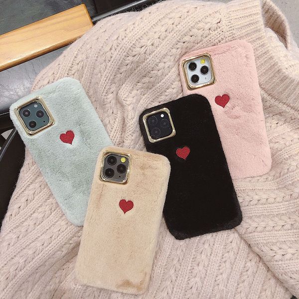 

for iphone 11 pro phone case xs max xr embroidered plush love 6 7 8 x plus soft cell phone cases