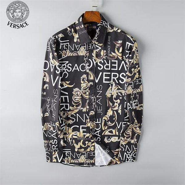 

2020 high-end new long-sleeved lapel men's shirt s-3xlvg3, White;black