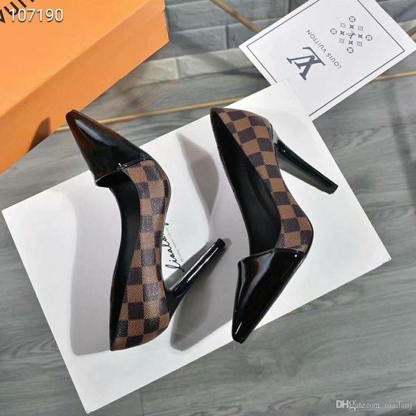 

19wn woman pumps fashion thin high heeled leather shallow mouth thin pointed toe women's shoes yecq3, Black