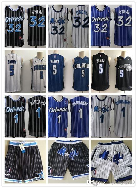 

mens orlando magic throwback jersey shaquille 32 o'neal penny 1 hardaway mohamed 5 bamba basketball shorts basketball jerseys, Black;red