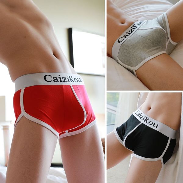 

underwear cotton boxer pants underwear and shorts u convex low waist men's solid color breathable men's boxer pants shorts, Black;white