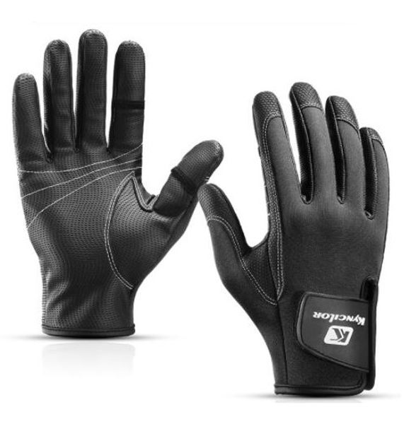 Mode Sport Outdoor Angelhandschuhe mit drei Fingern atmungsaktives, verschleißfestes Nylon Touchscreen-Handschuhe Rutschfestes Training Yakuda Fitness