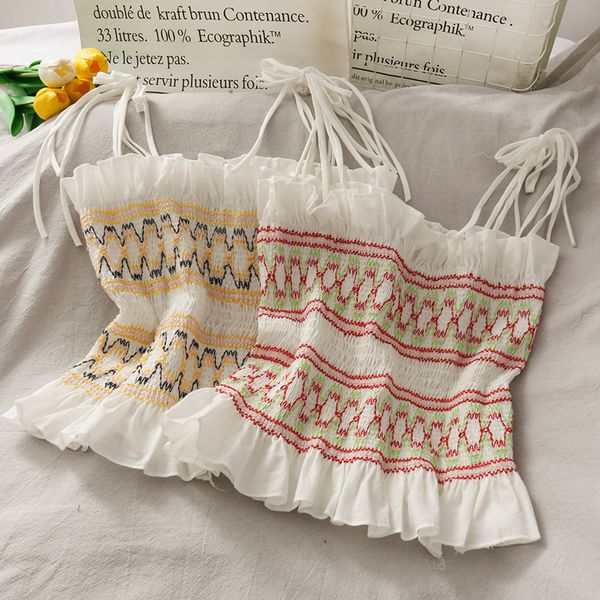 

2020 summer vintage camis crop women, White