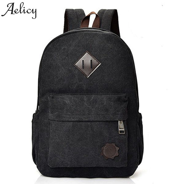 

aelicy vintage men women canvas backpacks school bags for teenagers large capacity zipper korean fashion backpack schoolbag 2019