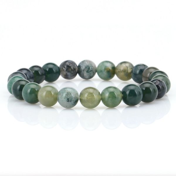 

green aquatic onyx bracelets for men natural quartz crystal round onyx stone beads bracelet men 6/8/10/12/14mm,different sizes, Black