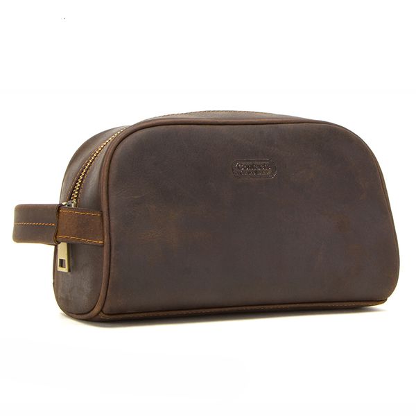 

cosmetic bag small for men crazy horse leather vintage toiletry case black travel bag hand-held make up wash bags male