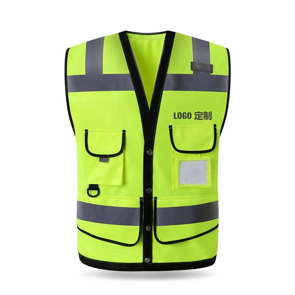 

construction hi vis vest fluorescent yellow safety reflective vest company logo printing ing
