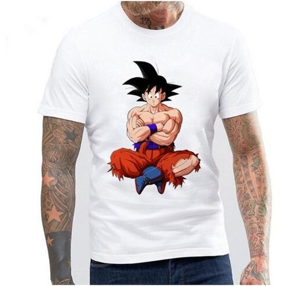 

new fashion japan anime dragon ball goku t shirts 100% cotton black white crew neck mens short sleeve s-3xl, White;black