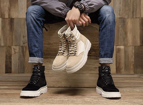 

kanye high boots military sneakers hight army boots men fashion shoes martin boots, Black