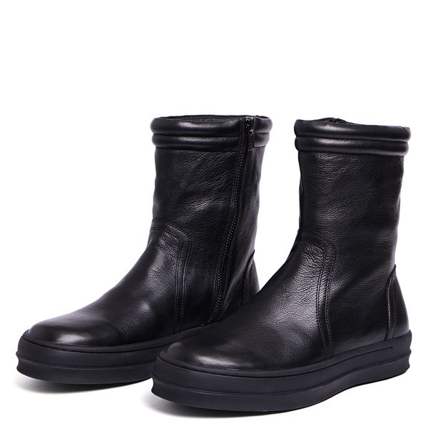 

bullock men boots men thick bottomed round toe cowhide black brown work shoes bang leather boots soft-sole