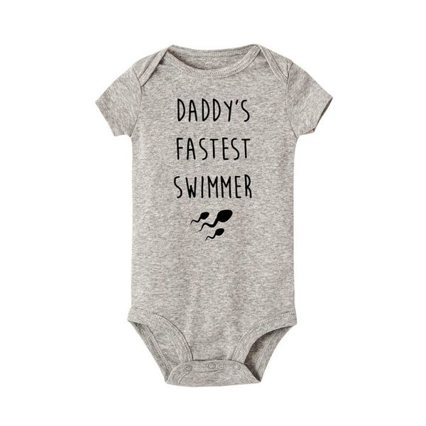 

dad faster swimmer print summer fashion funny letters white clothes infant baby boy cotton onesies romper onesie