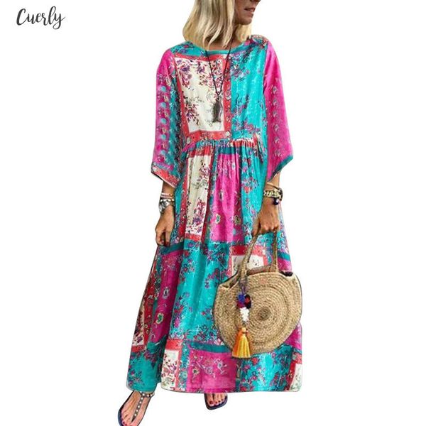 

autumn dress winter long dress floral print boho beach dress tunic maxi women evening party sundress hippie vestidos, Black;gray