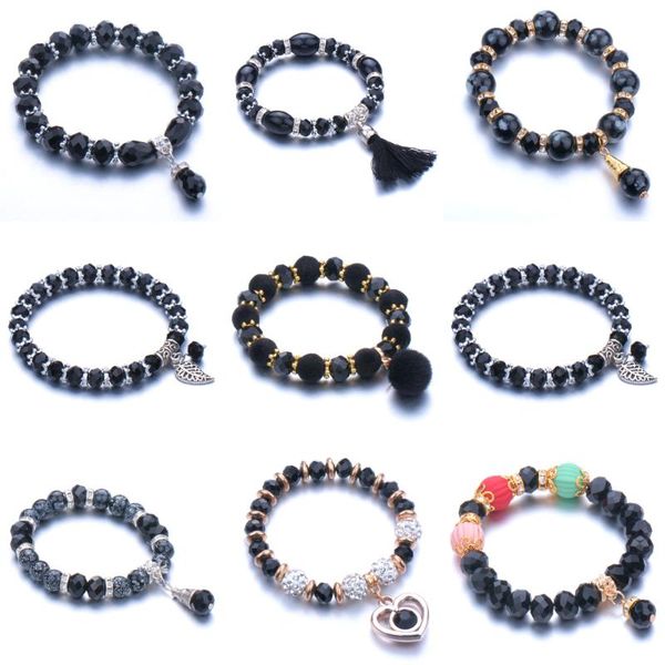 

black elastic strand men's beaded bracelet men's women's bangle pendantyoga beaded bracelet for women man friend gift