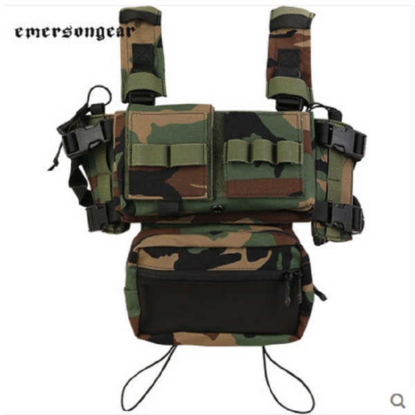

emersongeer tactical vest 3 tactical chest hanging belly pocket light belly pocket can be matched with vest, Black;gray