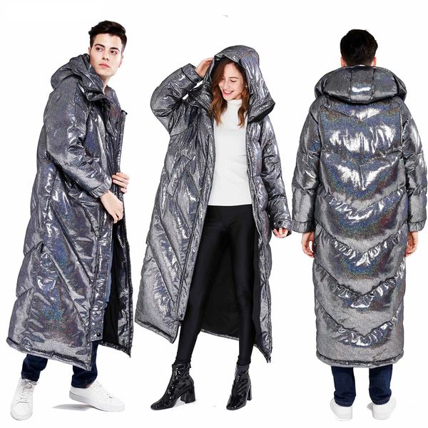 

very-nong male/female winter down jacket bright face thick section 90% duck down hooded jacket warm senior, Black