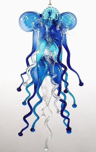 

blue glass chandelier lighting small artistic chinese modern blown glass children room pendant lamp with led bulbs