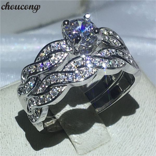 

choucong fashion cross lovers engagement wedding band ring diamond cz white gold filled rings for women men jewelry, Slivery;golden