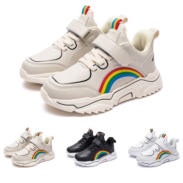 

2020 new whole sale children shoes resistant winter velvet sports shoes leather waterproof beige sports sneakers size 27-35 ing