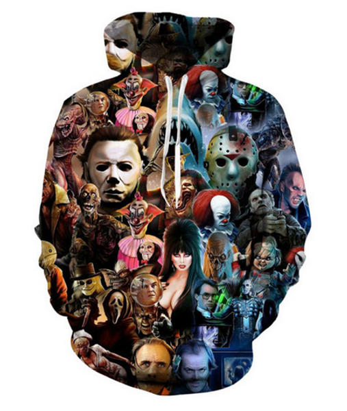 

new fashion couples men women hd halloween characters funny 3d print hoodies sweatshirt jacket pullover rw039, Black