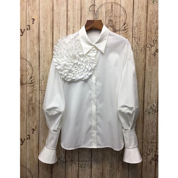 

womens blouses woman 2019 womens long sleeve blouse big flower cotton blouse shirt office ladies woman shirt blouse blusas mujer, White