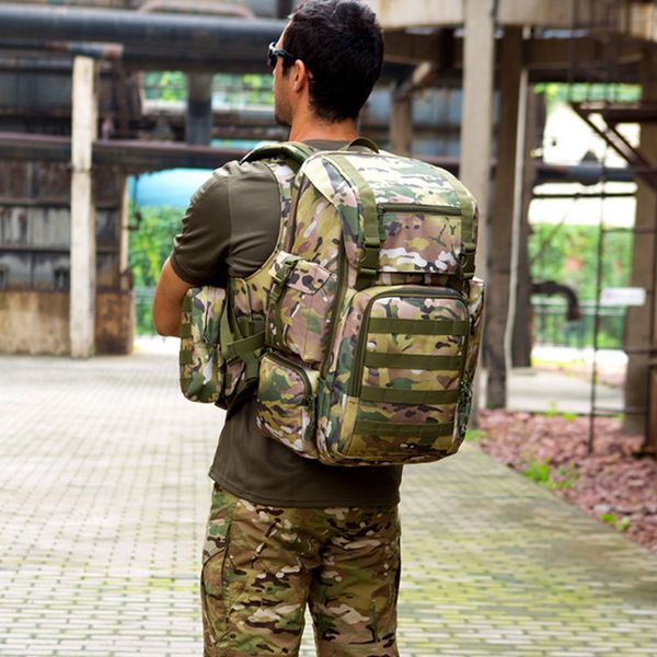 

50l большой емкости мужчины армии тактический рюкзак camouflage3p softback водонепроницаемый bug рюкзака туризм отдых охота сумка