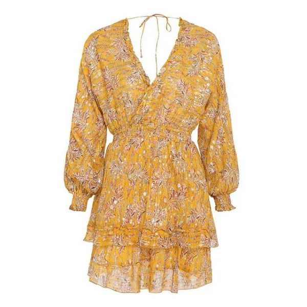 

casual summer vacation style women dress stitching yellow ruffled irregular lady mini dress 2020 new, Black;gray