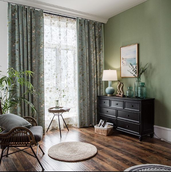 

american rural cotton and linen shade curtains for living dining room bedroom