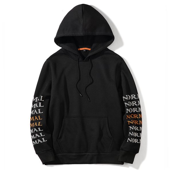 

man boys fleece hoodies letters normal print on sleeves black gray couple clothes autumn winter ziiart