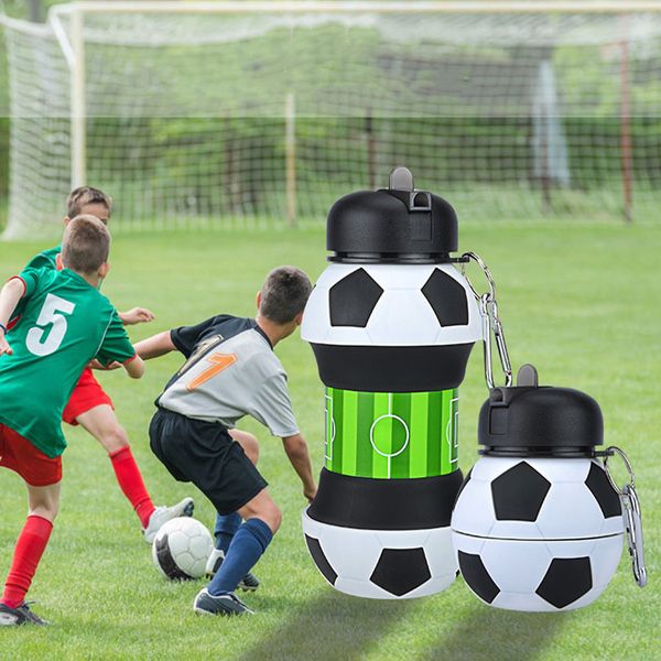 

sports fold water bottle football basketball tennis leakproof portable silica gel kettle travel office school kids water bottle