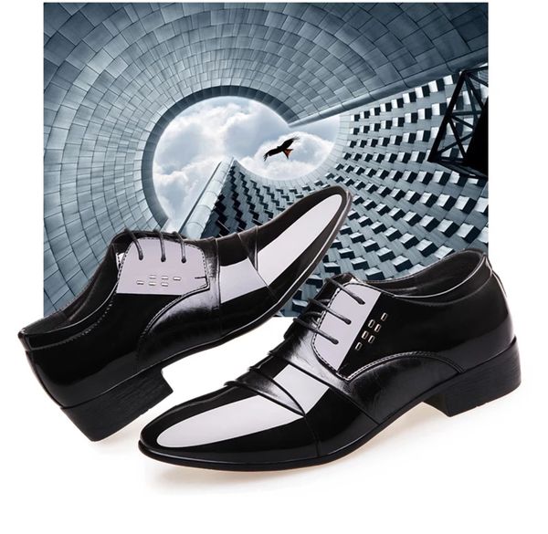 

shoe man 2019 new men's business suit black lacquer leather korean version of the trend british pointy working men's shoes