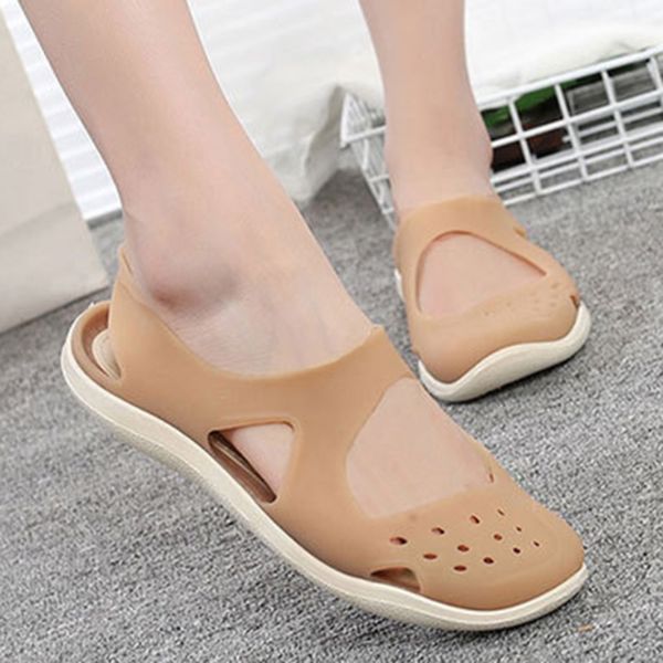 

2020 new style women sandals flat porous shoes baotou platform shoes casual sandals summer ladies jelly beach, Black