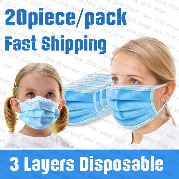 

in stock mask face mascherine fast ship disposable elastic ear loop comfortable 3 ply breathable protection pack