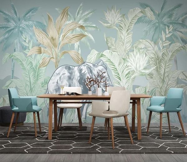 

custom wallpaper 3d hand painted forest tropical plants 3d background tv background wallpaper mural living room bedroom