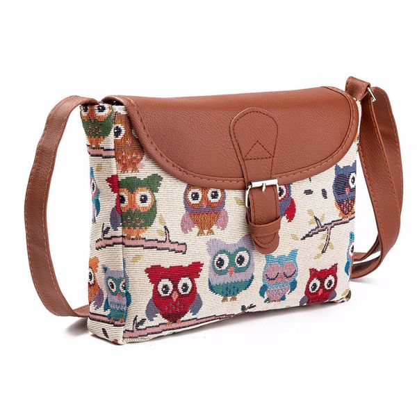 

women messenger bags flap bag lady canvas cartoon owl printed crossbody shoulder bags small female handbags #yl5