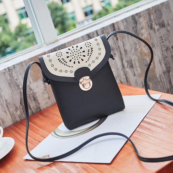 

women fashion mini messenger bag female ladies leather hollow out cover hasp crossbody shoulder bags women's handbags flap purse