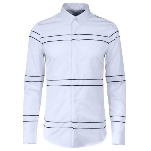 

stripe embroidered men shirt 100% cotton solid color long sleeve men dress shirt fashion slim fit man plus size 4xl, White;black