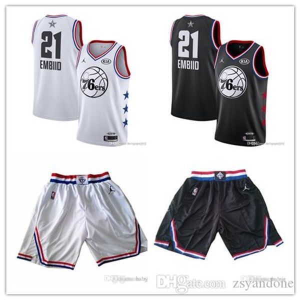 

all 2019 star 21 embiid philadelphia 76ers jersey the city brand nba basketball jersey, Black