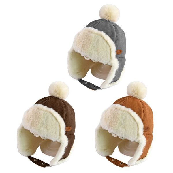 

baby children lei feng hat winter boy warm hat girl deer suede earmuffs baby thickening plush cap kids beanies 85wa, Yellow