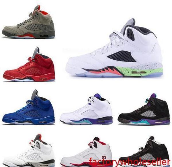 

new 5s mens basketball shoes space jam metallic silver black white grape blue suede oreo men trainers sneakers 5 sports shoe size 8-13