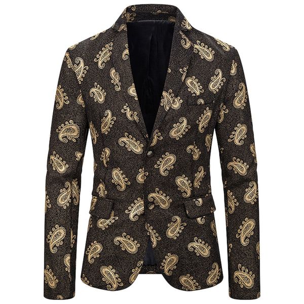 

men blazer floral printed slim fit blazer single button men's and suit jacket outerwear coat americana hombre #3, White;black