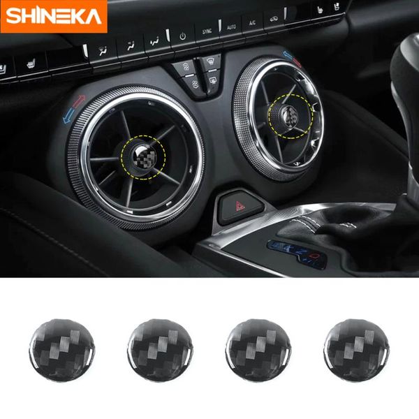 

shineka carbon fiber center cconsole air-conditioning outlet decoration cover stickers accessories for camaro 2016